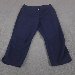 Chico's Zenergy Pants Womens 1 / 8 Navy Blue Ruched Hem Cropped Straight Leg
